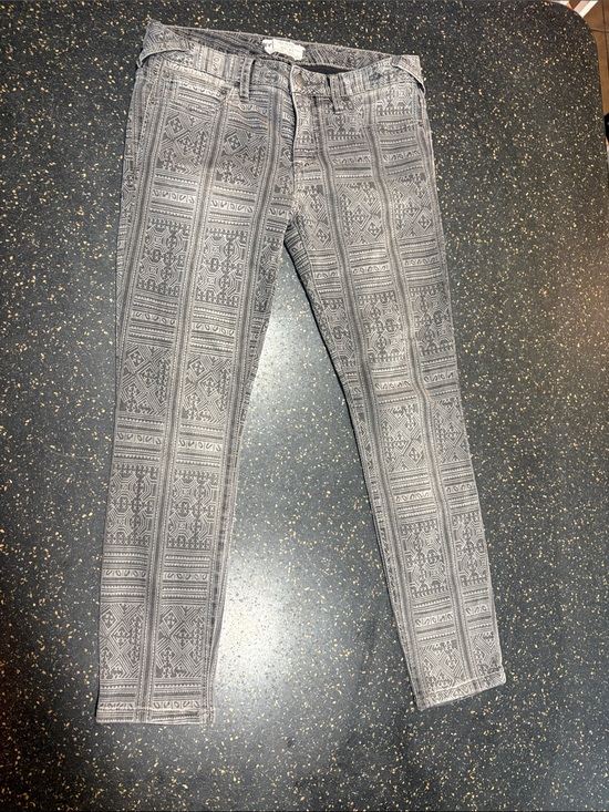 Free People Denim - Free People Grey Patterned Skinny Jeans